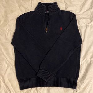 Mens, navy, quarter zip sweater
